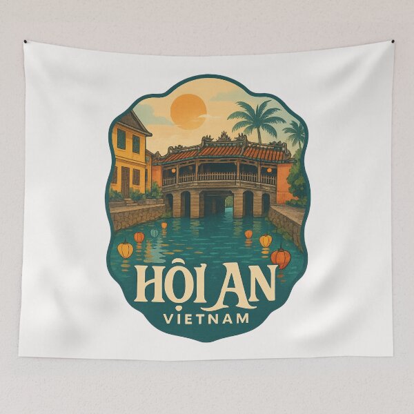 Item preview, Hoi An Japanese Bridge Sunset Vietnam designed and sold by Places On Earth.