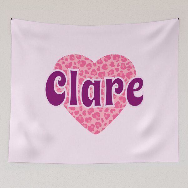 Item preview, Clare Name Pink Leopard Heart  designed and sold by Jeallan Designs.