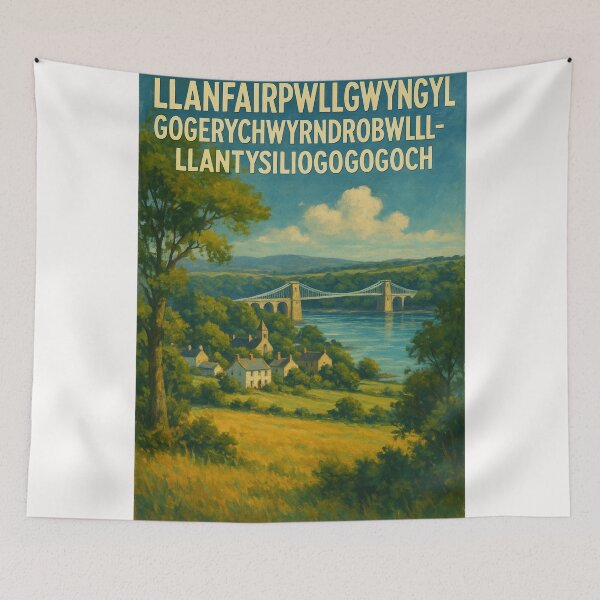 Item preview, Llanfairpwllgwyngyll Menai Strait Countryside View designed and sold by Places On Earth.