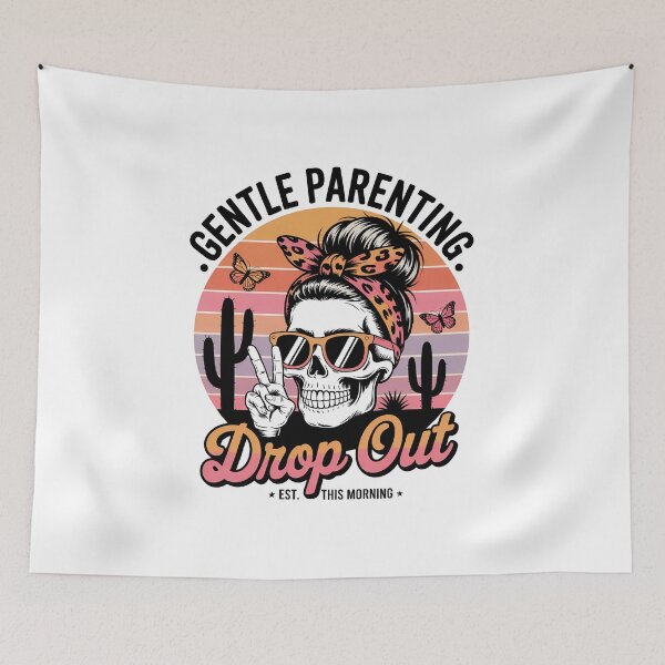 Item preview, Funny Mom Skeleton – Gentle Parenting Drop Out Retro Sunset Design designed and sold by Inked Imagery Emporium.