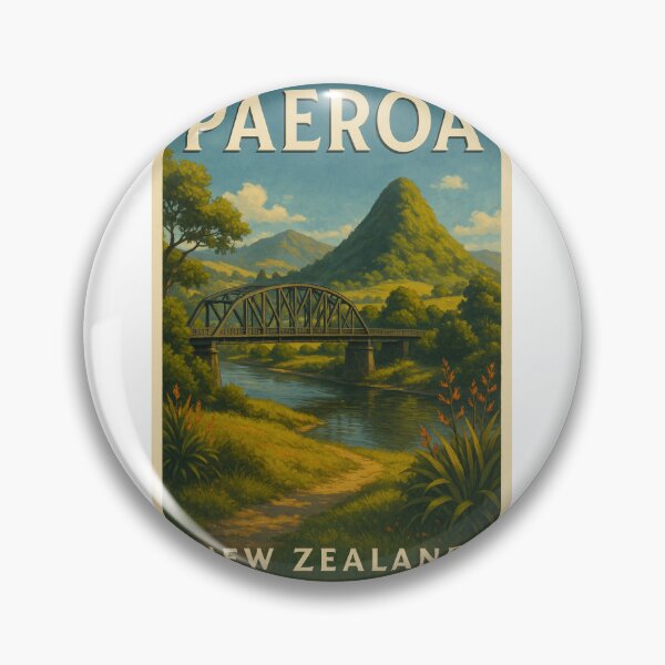 Item preview, Paeroa New Zealand River Bridge and Hills designed and sold by Aryabek.