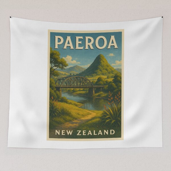 Item preview, Paeroa New Zealand River Bridge and Hills designed and sold by Aryabek.