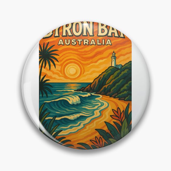 Item preview, Byron Bay Australia Lighthouse at Sunset with Palm Trees designed and sold by Aryabek.