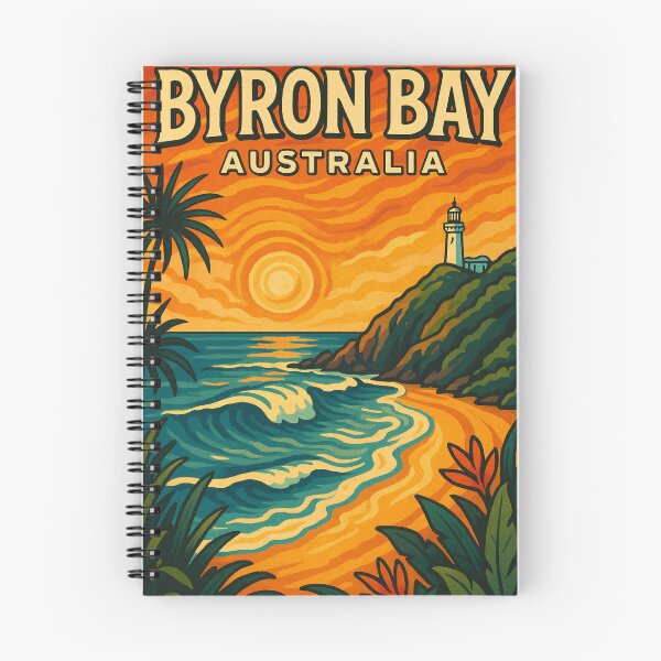 Item preview, Byron Bay Australia Lighthouse at Sunset with Palm Trees designed and sold by Aryabek.
