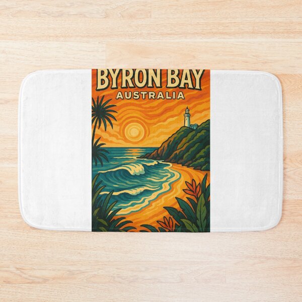 Item preview, Byron Bay Australia Lighthouse at Sunset with Palm Trees designed and sold by Aryabek.