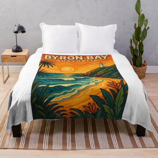 Item preview, Byron Bay Australia Lighthouse at Sunset with Palm Trees designed and sold by Aryabek.