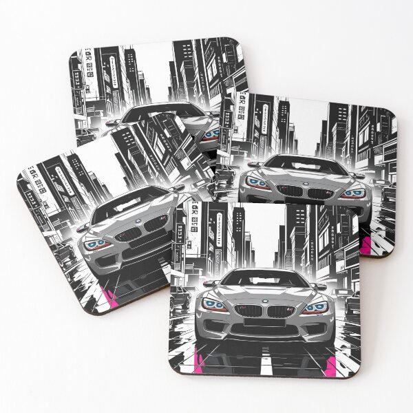 Item preview, B.W M6 Power of the 6 series coupe, street racing vibe, high contrast neon cyberpunk city 1 designed and sold by Neon G.