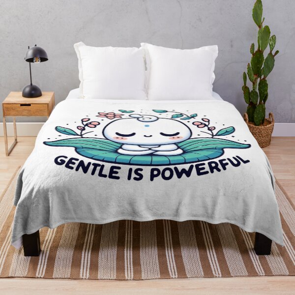 Item preview, Gentle Is Powerful – Kawaii Meditating Creature on Leaf Inspirational Design designed and sold by SketchOnScreen.