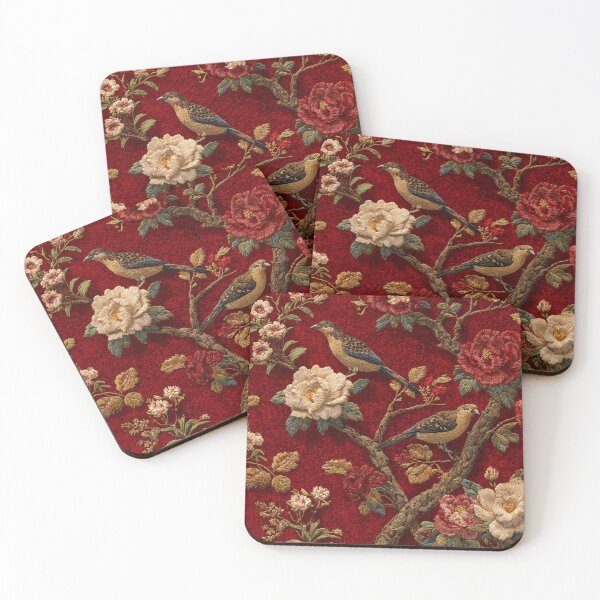 Item preview, Red Silk Birds Peonies Chinese Carpet designed and sold by GrinGalore.