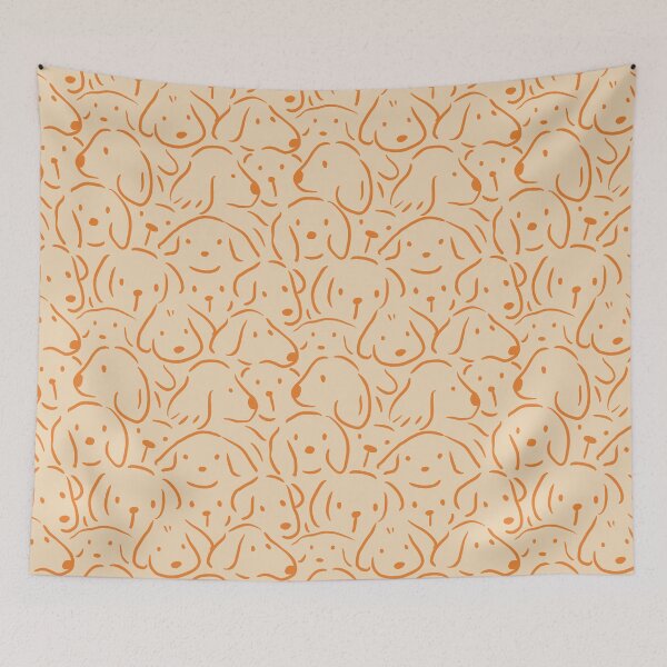 Item preview, Dogs Pet Puppy Animal Gathering Chaotic Doodle Autumn Fall Orange designed and sold by Prajakta  Rao.