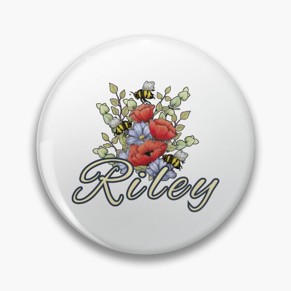 Item preview, Name RILEY with Red Poppies and BEES Art designed and sold by JoyfulWhimsy.