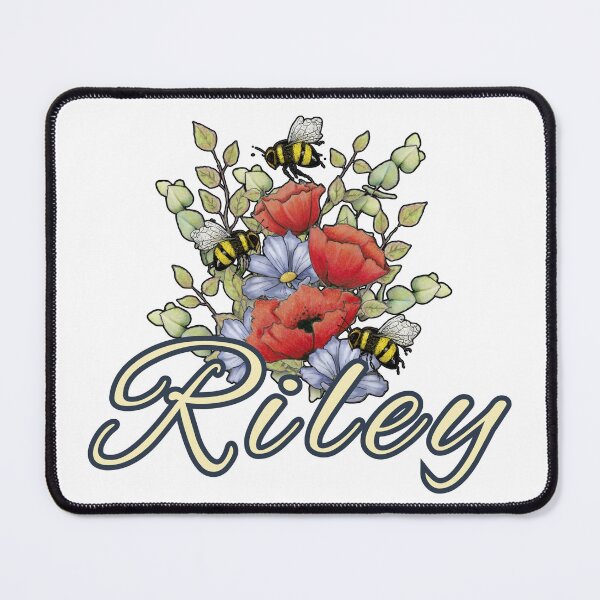 Item preview, Name RILEY with Red Poppies and BEES Art designed and sold by JoyfulWhimsy.