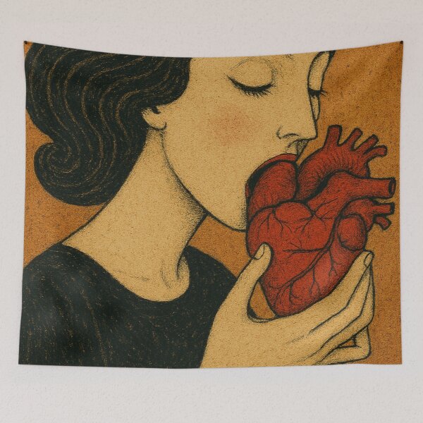 Item preview, woman eating a heart designed and sold by diulid.