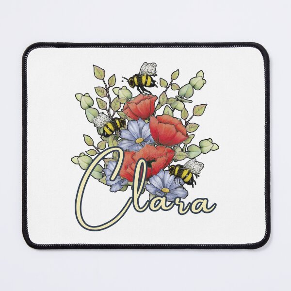 Item preview, Name CLARA with Red Poppies and BEES Art, Girl designed and sold by JoyfulWhimsy.