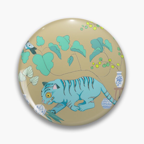 Item preview, Blue Tiger Amidst Floral Vases & Bird | PERFECT GIFT FOR YOU AND FRIENDS designed and sold by BrooksShopUS.