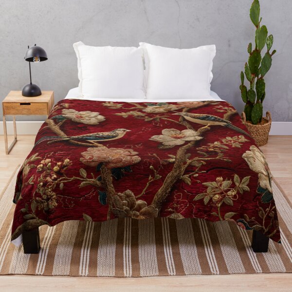 Item preview, Red Silk Floral Birds Carpet designed and sold by GrinGalore.