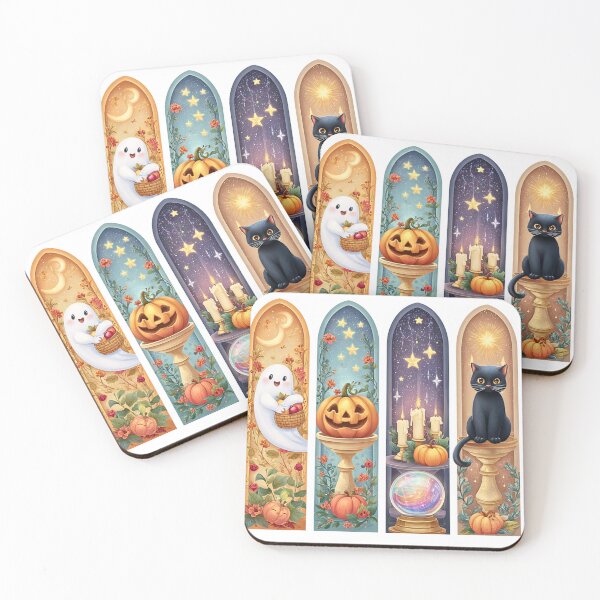 Artikelvorschau, Halloween Geist, Kürbis & Schwarze Katze Süßes gruseliges Herbstdesign Hexenästhetik entworfen und verkauft von Winarrts.