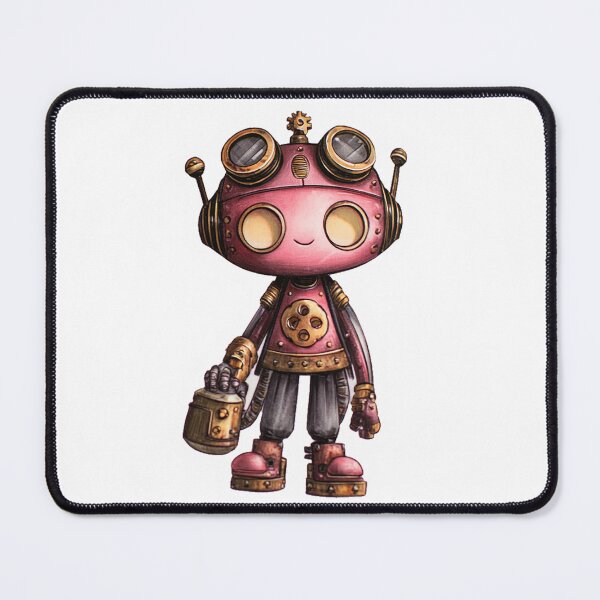 Item preview, Kawaii Steampunk Robot Sticker – Cute Pink Mechanical Bot with Goggles designed and sold by Line Designs By Duck.