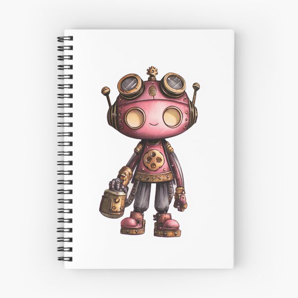 Item preview, Kawaii Steampunk Robot Sticker – Cute Pink Mechanical Bot with Goggles designed and sold by Line Designs By Duck.