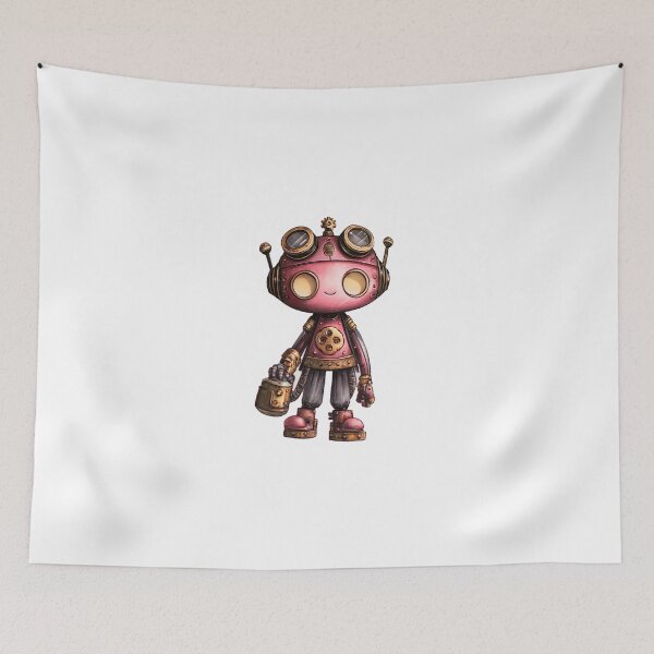 Item preview, Kawaii Steampunk Robot Sticker – Cute Pink Mechanical Bot with Goggles designed and sold by Line Designs By Duck.