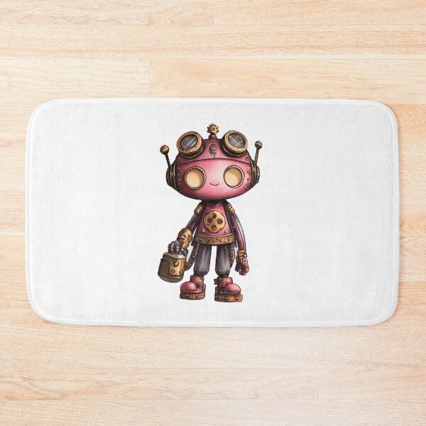 Item preview, Kawaii Steampunk Robot Sticker – Cute Pink Mechanical Bot with Goggles designed and sold by Line Designs By Duck.