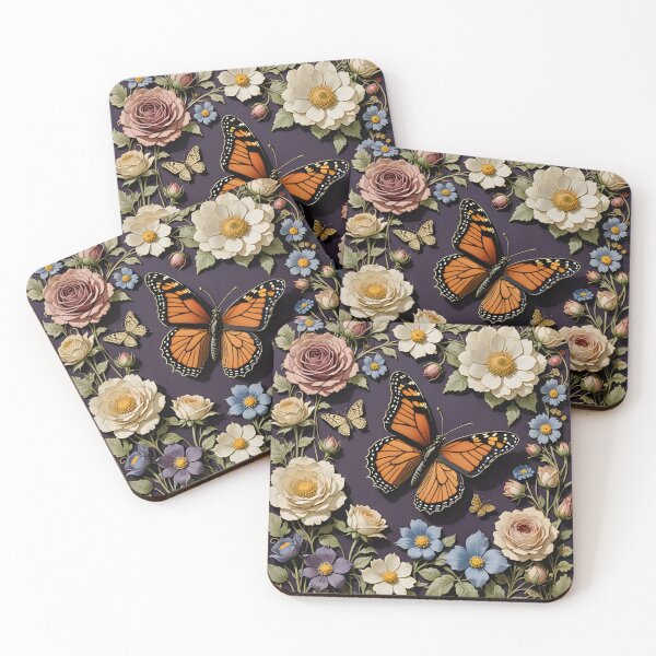 Item preview, Victorian butterfly and different flowers arrangement on canvas  designed and sold by Ponted.