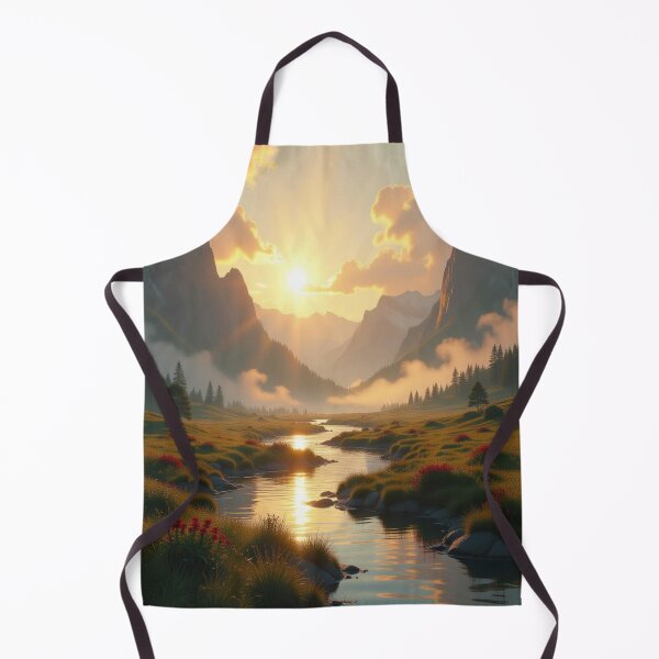 Item preview, Golden Silence – sunset over mountains and river, full of light poetry and calm natural power designed and sold by FotoworldEdel.