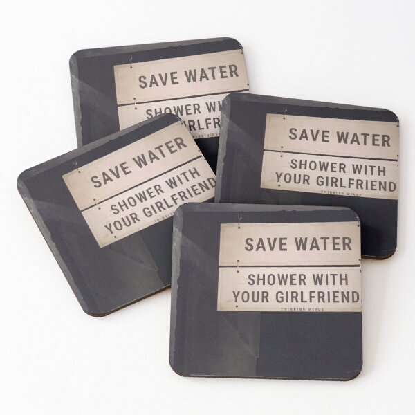 Item preview, Save Water Shower With Your Girlfriend – Funny Eco Poster designed and sold by Not Hugo.