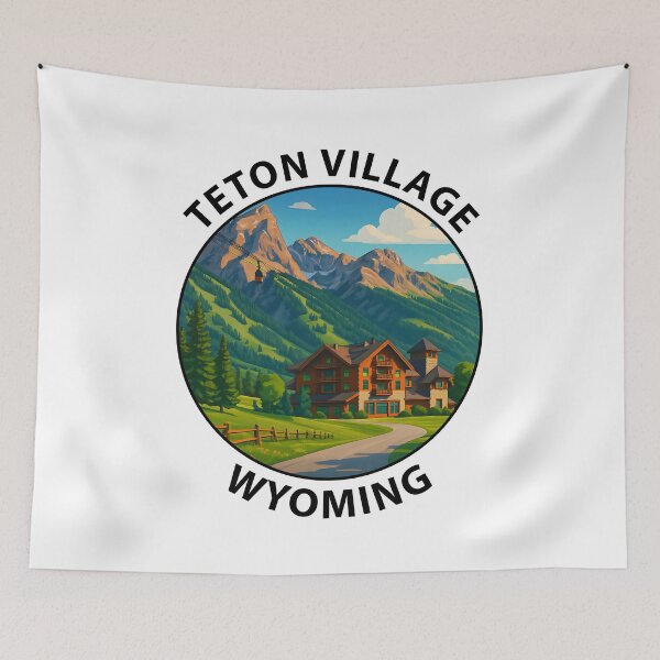 Item preview, Teton Village Wyoming Travel Poster – Scenic Mountain Resort Art USA designed and sold by inkNext.