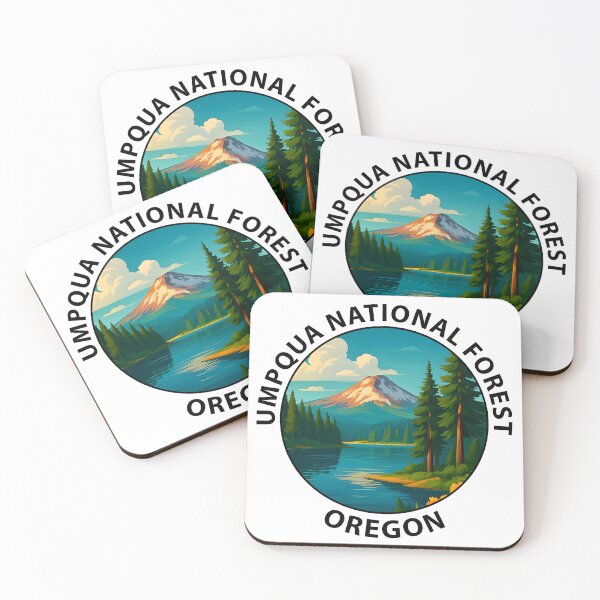 Item preview, Umpqua National Forest Oregon Travel Poster – Scenic Pacific Northwest Nature Art USA designed and sold by inkNext.