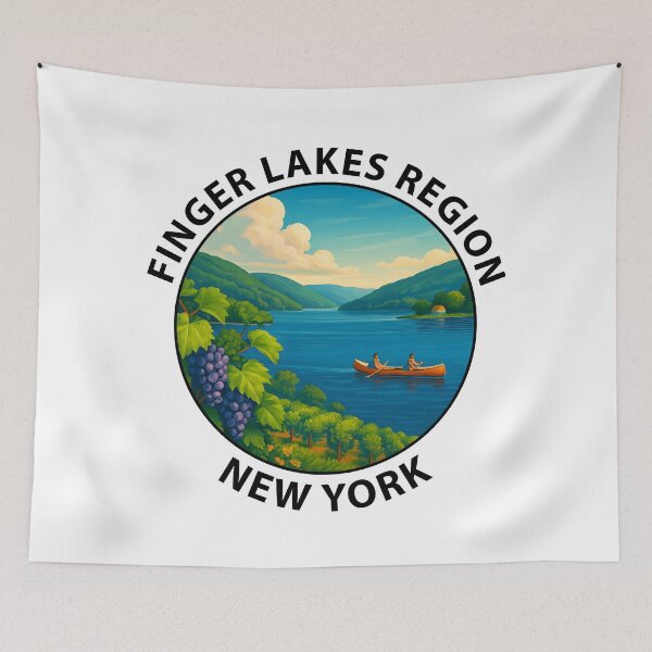 Artikelvorschau, Finger Lakes New York Reiseposter – Malerische Seen, Weinberge und Wasserfälle USA entworfen und verkauft von inkNext.
