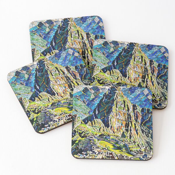 Item preview, Machu Picchu Stained Glass – Mosaic Mountain Travel Poster designed and sold by pixelated_echoes.