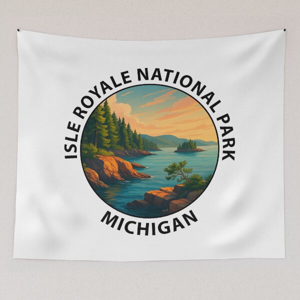 Item preview, Isle Royale National Park Michigan Travel Poster – Lake Superior Wilderness Art USA designed and sold by inkNext.