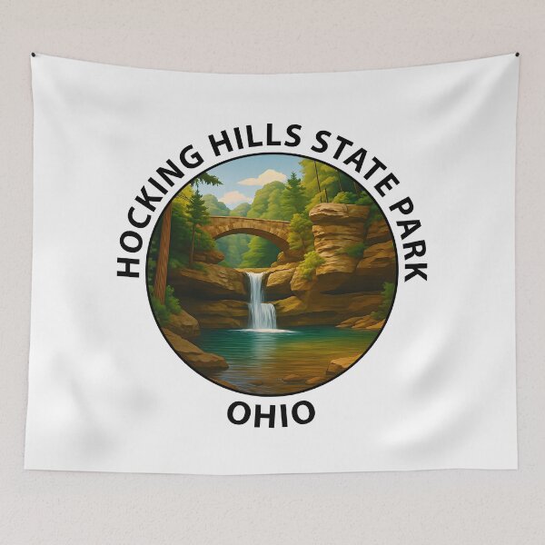 Item preview, Hocking Hills State Park Ohio Waterfalls & Forest Scenic Travel Poster USA designed and sold by inkNext.