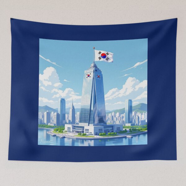 Item preview, 63 Building Seoul with Taegeukgi 3D Sketch, designed and sold by PaintMeWorld.