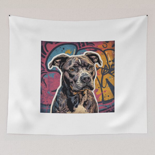 Item preview, Graffiti Pitbull Wall Art – Urban Street Style Dog Design designed and sold by Art-Design-EM.