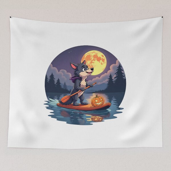 Item preview, Howl on the Water – Halloween Paddle Dog designed and sold by sharifex.