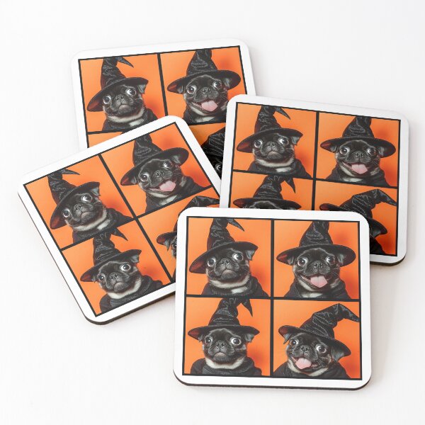 Item preview, Funny Halloween Pug Puppy – Cute Dog in Witch Hat Photobooth designed and sold by RockFireMerch.