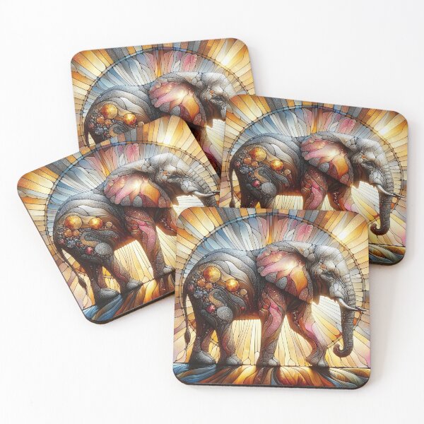 Item preview, Majestic Elephant in Cosmic Stained Glass designed and sold by Seve-IA.