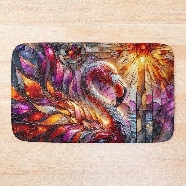 Item preview, Majestic flamingo in cosmic stained glass designed and sold by Seve-IA.
