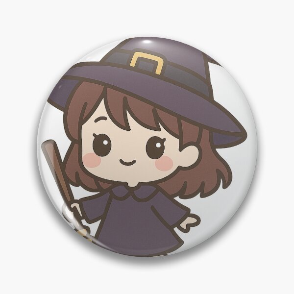 Item preview, Chibi Witch Girl – Cute Kawaii Halloween Sorceress with Broom designed and sold by Meow-WoofDesign.