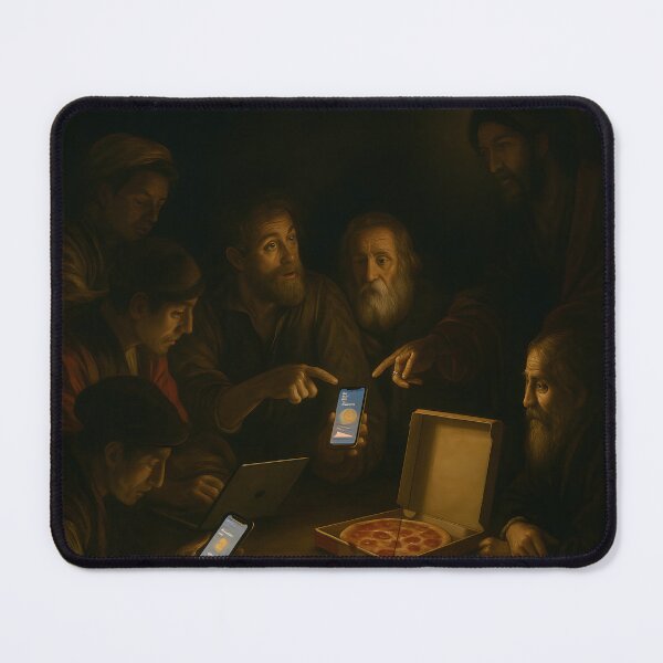 Item preview, The Calling of Saint Pizza | Funny Caravaggio Parody Meme Art designed and sold by The Classics Freak.