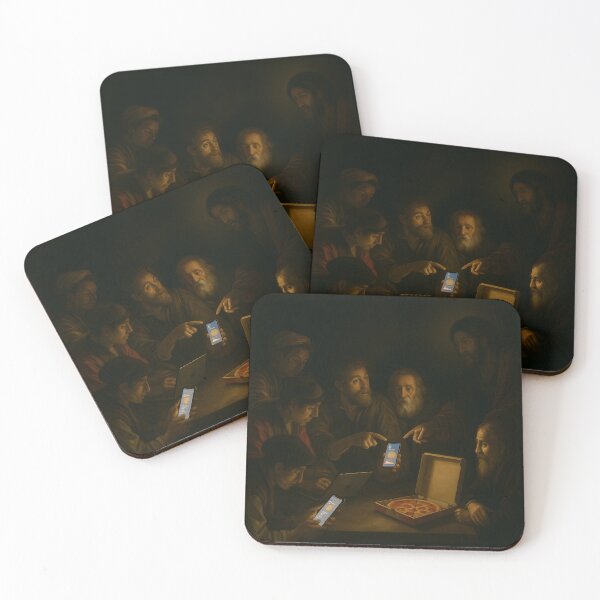 Item preview, The Calling of Saint Pizza | Funny Caravaggio Parody Meme Art designed and sold by The Classics Freak.