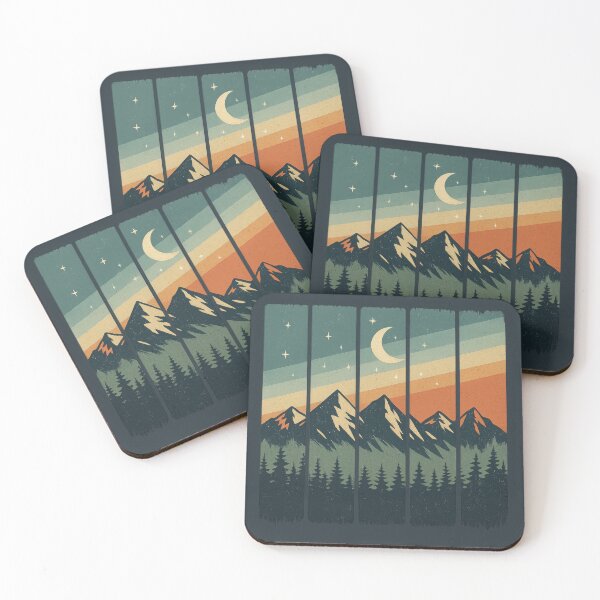 Item preview, Retro Mountain Landscape Under Moonlight – Vintage Hiking & Nature Design designed and sold by NoctaHike.