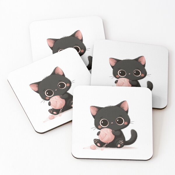 Item preview, Sweety Black cat designed and sold by Kawaii Patterns | Chubby Animals & Cute Ghosts.