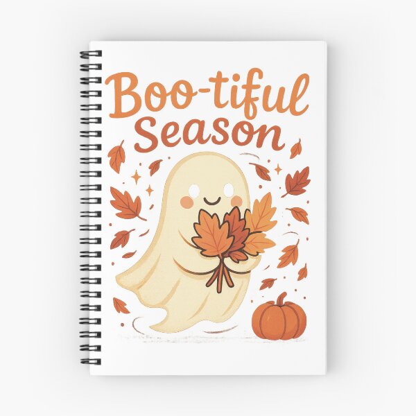 Item preview, Boo-tiful Season – Cute Ghost Holding Fall Leaves Autumn T-Shirt designed and sold by VandalMuse.