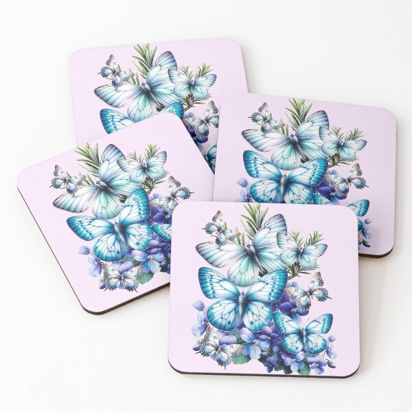 Item preview, Blue butterflies with pretty blue flowers designed and sold by LoneAngel.
