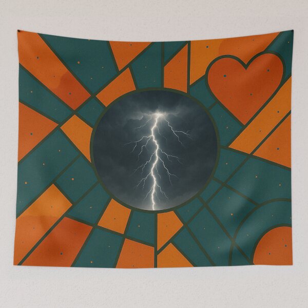 Item preview, Stained Glass Storm – Thunder, Lightning and Heart designed and sold by chrisbe-.