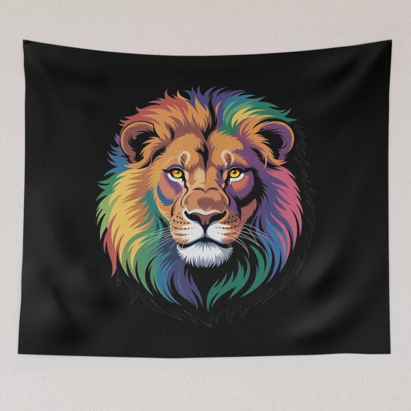 Item preview, Fierce Rainbow Lion – Bold Gradient Artwork designed and sold by YounexxART.