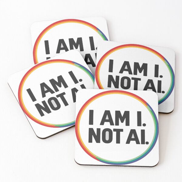 Item preview, I Am I, Not AI - Human Identity Bold Statement with Rainbow Circle Design designed and sold by Chestamental.